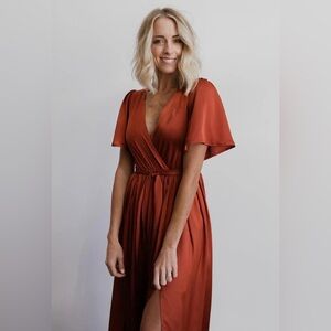 Baltic Born Sicily Satin Maxi Dress - Rust Size Small